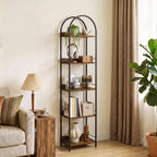 Rustic Brown Arched Bookshelf - front view