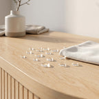 Natural Wood Sideboard Buffet Cabinet with Curved Tambour Doors - detail view 4