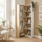 Fruitwood and White Corner Bookshelf - lifestyle view 2