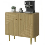Oak Buffet Sideboard with Gold Legs - angle view