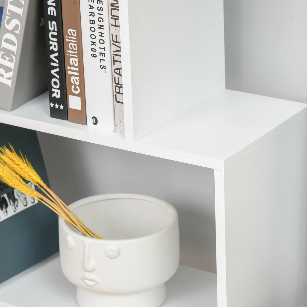 White Bookshelf | Extra-Tall Tree-Shape Open Shelf for Home Office