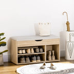 Natural Wood Shoe Bench | Compact Cushioned Storage Bench