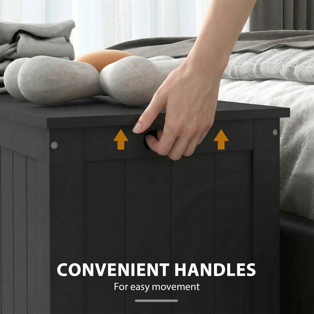 Charcoal Grey Storage Bench | Entryway & Bedroom Storage Chest