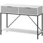 White Console Table with Drawers | 39.25" Entryway Table with Storage Shelf