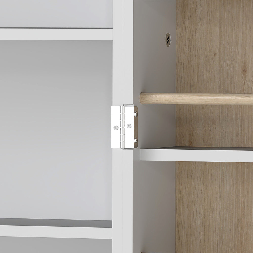 White Kitchen Pantry Cabinet | 47" Freestanding Storage Cabinet with 12 Door Shelves