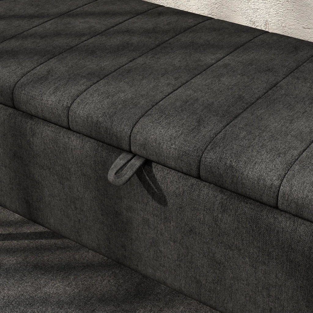 Charcoal Storage Ottoman | Entryway & Bedroom Storage Bench