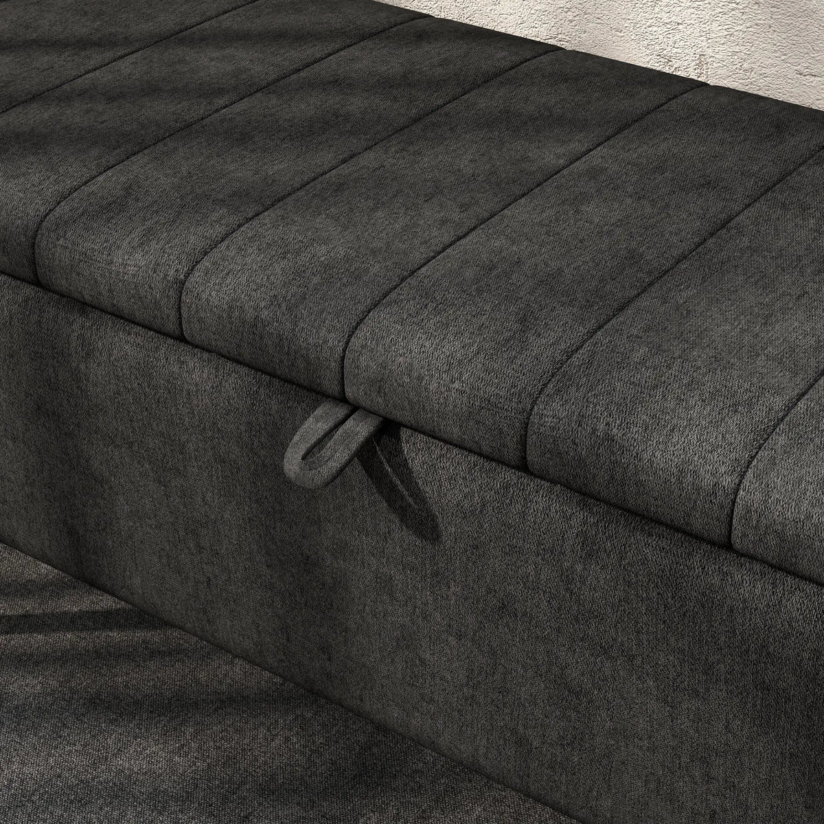 Charcoal Storage Ottoman | Entryway & Bedroom Storage Bench
