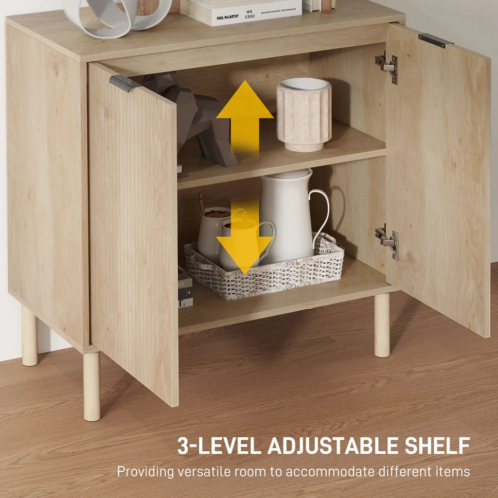 Natural Oak Storage Cabinet | Fluted 2-Door Accent Cabinet