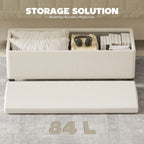 Ivory Storage Ottoman | Ribbed Bedroom Storage Bench