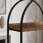 Rustic Brown Arched Bookshelf - detail view 2