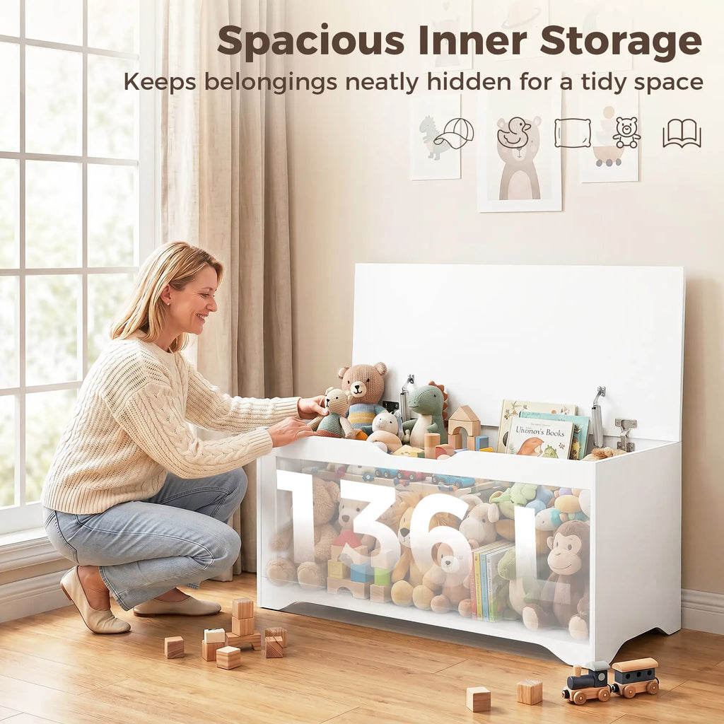 White Storage Trunk | Flip-Top Bedroom Storage Bench
