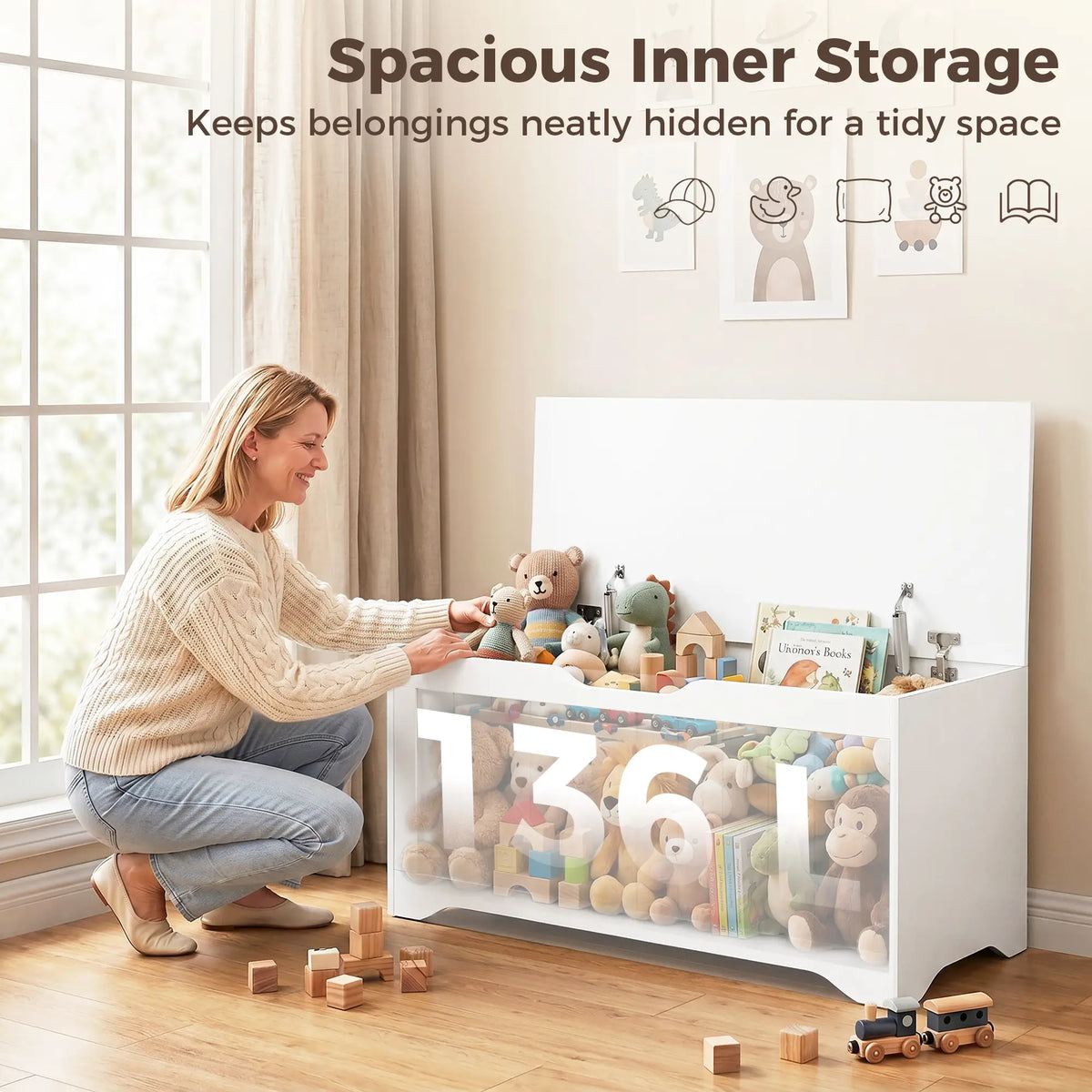 White Storage Trunk | Flip-Top Bedroom Storage Bench