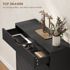 Black Narrow Shoe Cabinet | 39" Entryway Storage for 12 Pairs of Shoes