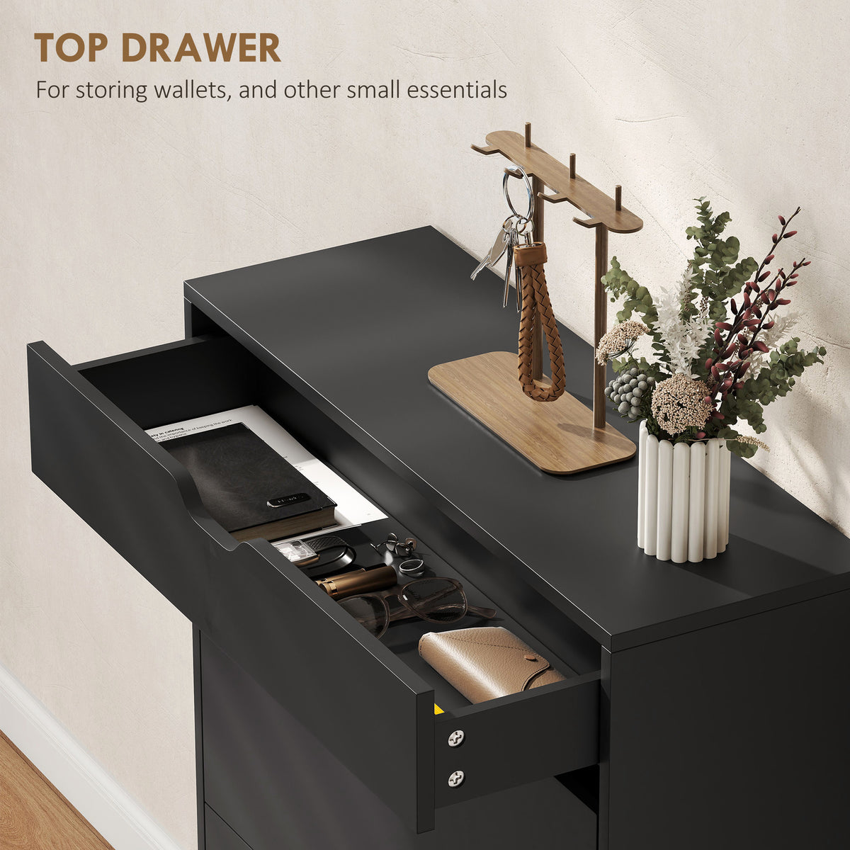 Black Narrow Shoe Cabinet | 39" Entryway Storage for 12 Pairs of Shoes
