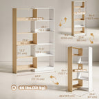 Fruitwood and White Corner Bookshelf - L-shaped configuration