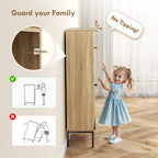 Oak Narrow Shoe Storage Cabinet | 41.5" Entryway Cabinet with Flip Drawers, Holds 8 Pairs
