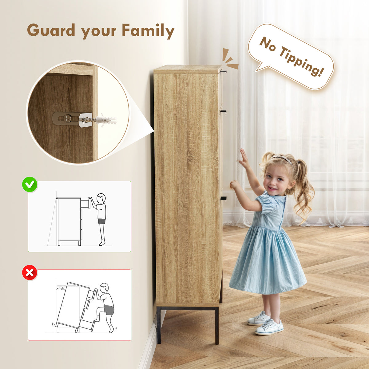 Oak Narrow Shoe Storage Cabinet | 41.5" Entryway Cabinet with Flip Drawers, Holds 8 Pairs