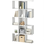 White Geometric Bookshelf | Multi-Level Open Storage Shelf