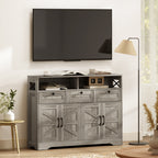 Grey Barn Door Sideboard | 47.2" Buffet Cabinet with Drawers and Adjustable Shelves