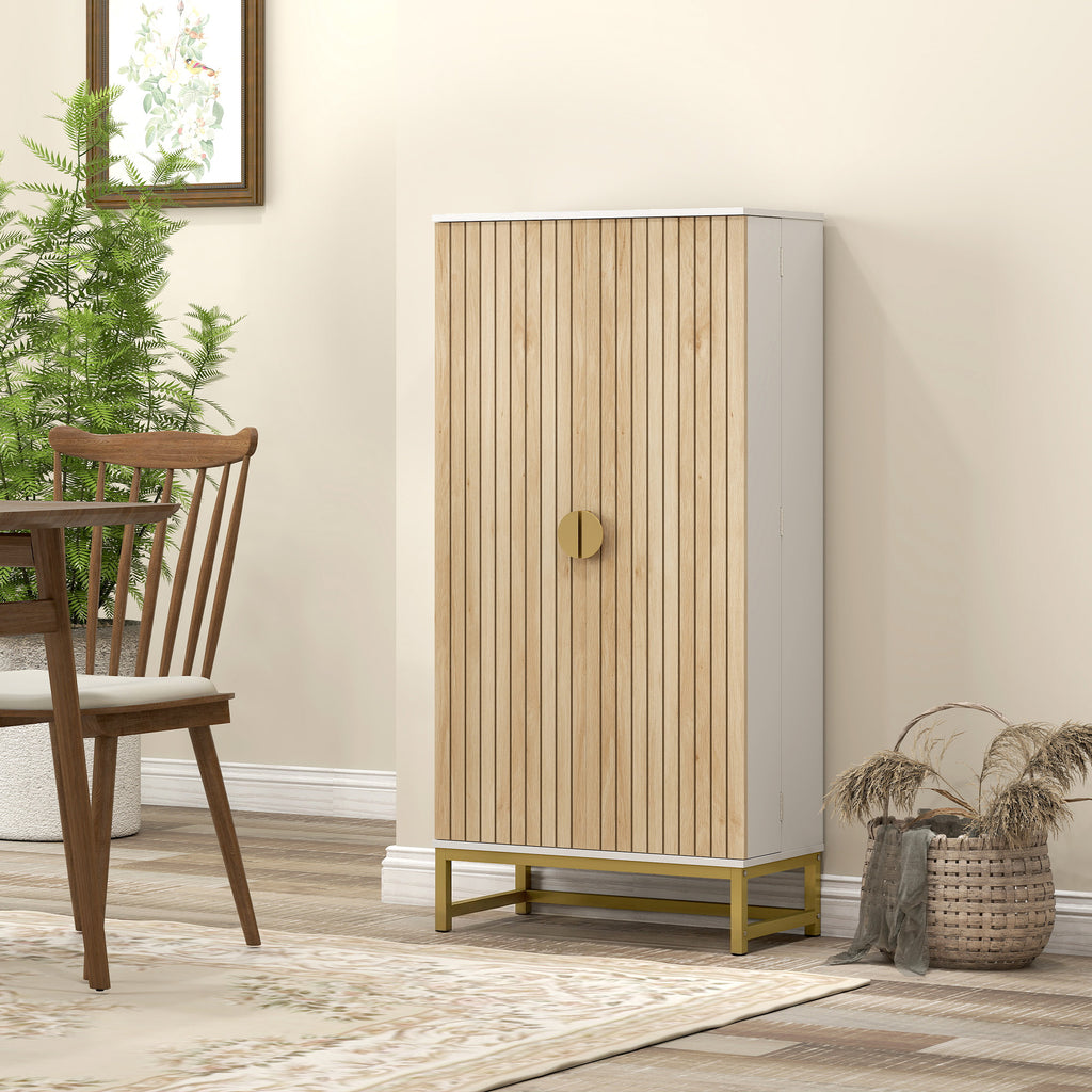White Kitchen Pantry Cabinet | 47" Freestanding Storage Cabinet with 12 Door Shelves