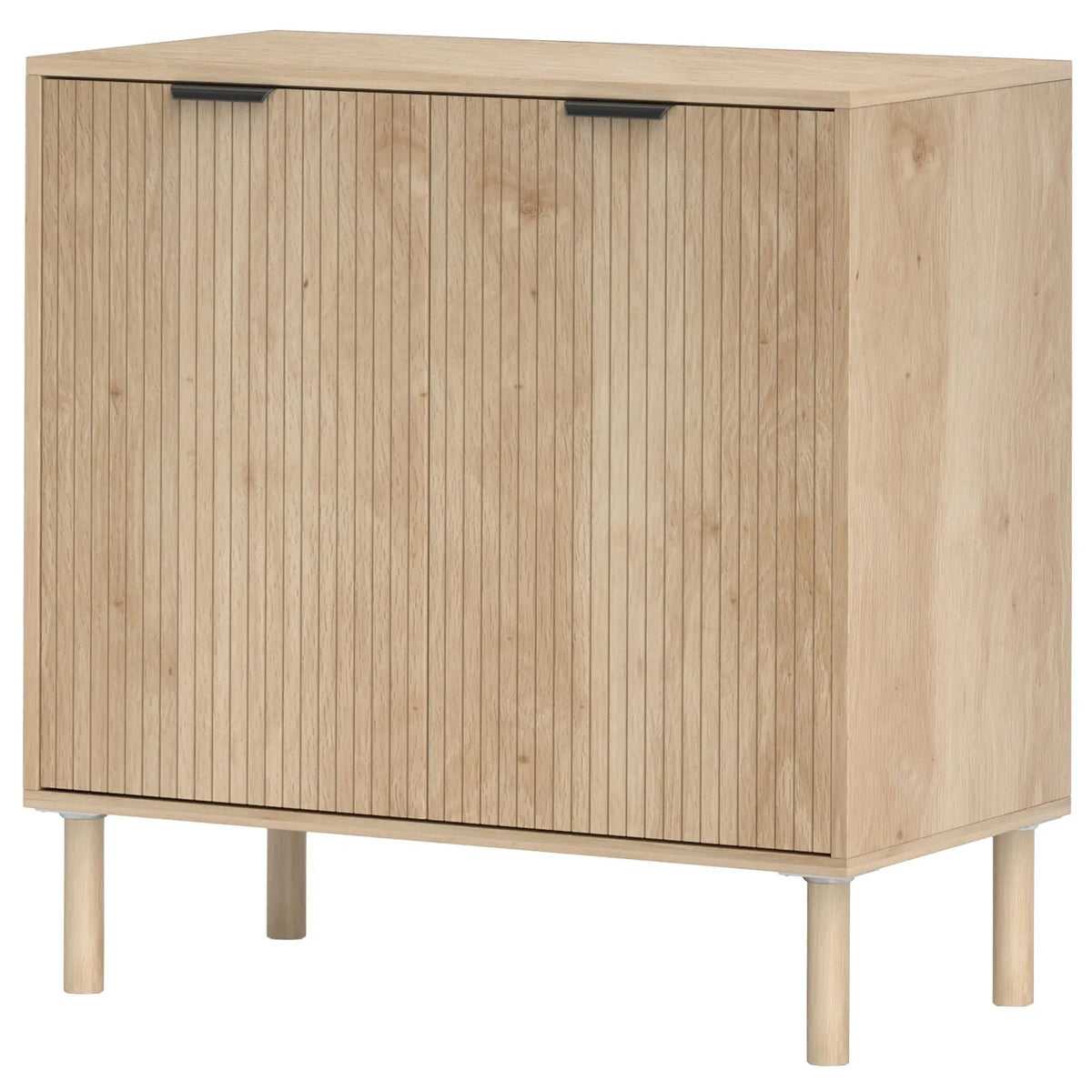 Natural Oak Storage Cabinet | Fluted 2-Door Accent Cabinet