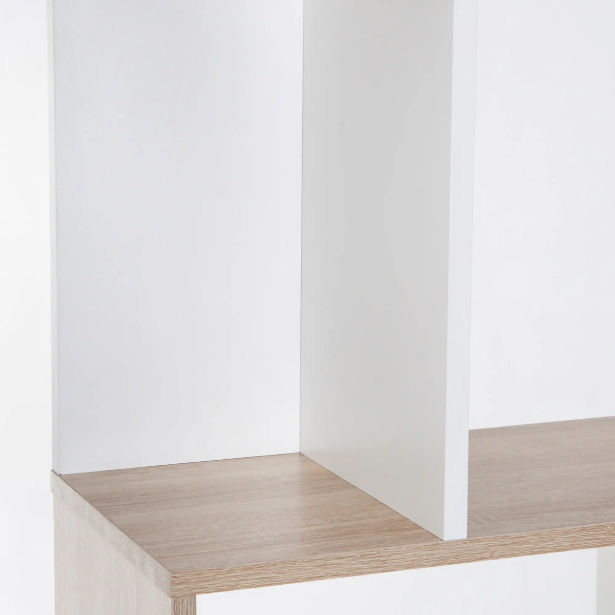 White & Oak Bookshelf | S-Shape Open Storage Shelf