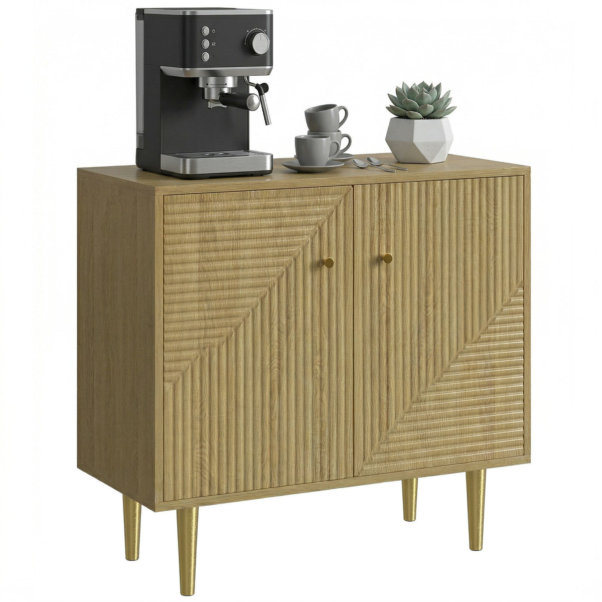 Oak Buffet Sideboard with Gold Legs - detail view 4