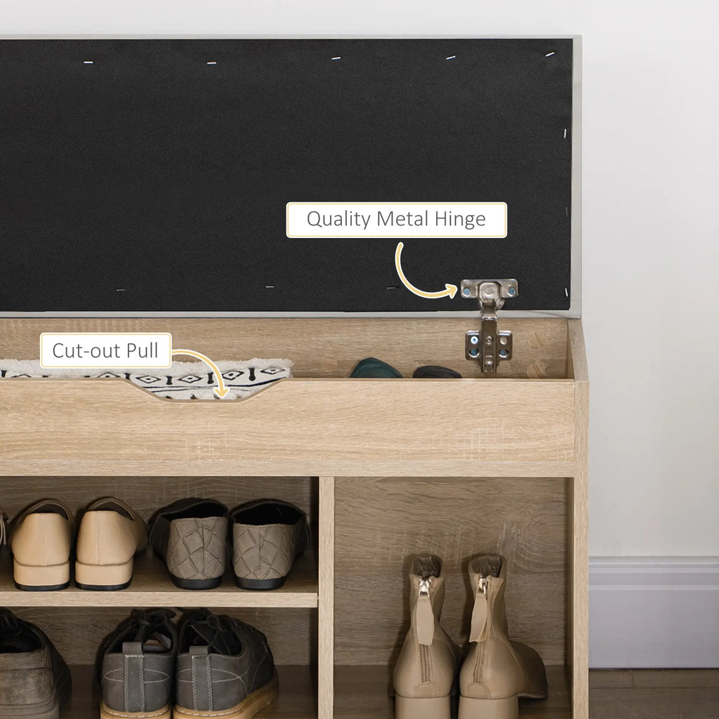 Natural Wood Shoe Bench | Compact Cushioned Storage Bench