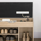Natural Wood Shoe Bench | Compact Cushioned Storage Bench