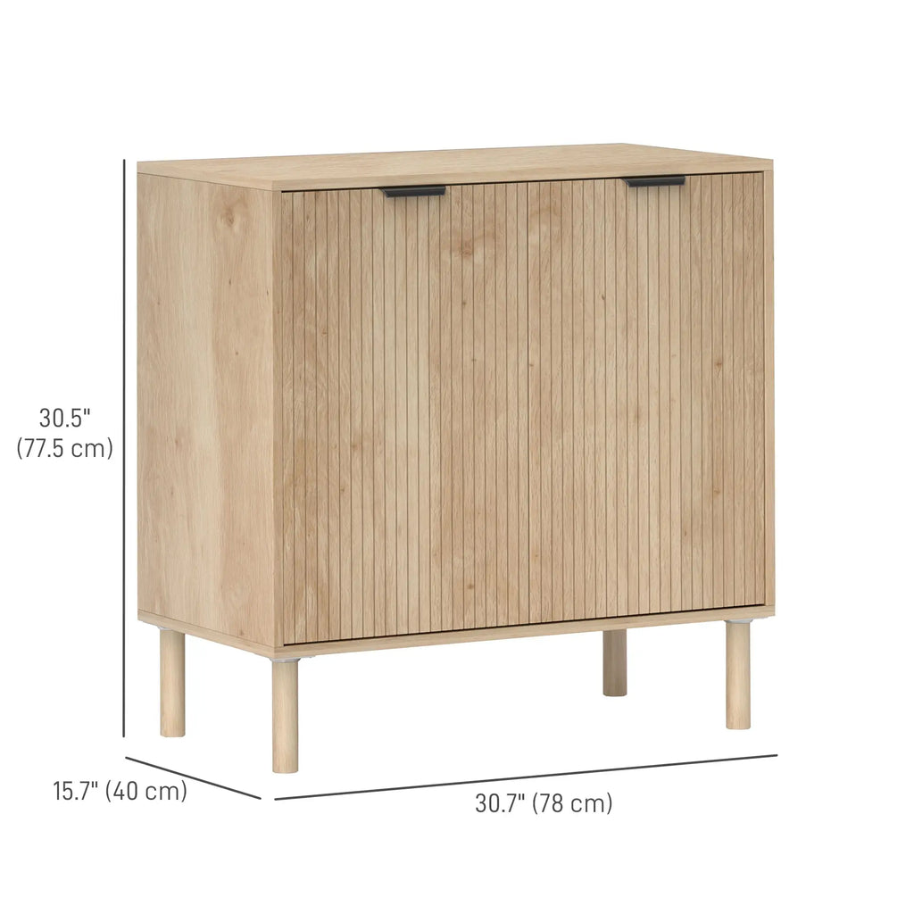 Natural Oak Storage Cabinet | Fluted 2-Door Accent Cabinet