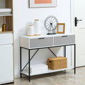 White Console Table with Drawers | 39.25" Entryway Table with Storage Shelf