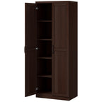 Dark Brown 5-Tier Kitchen Storage Cabinet | 63" Pantry Cabinet with Adjustable Shelves