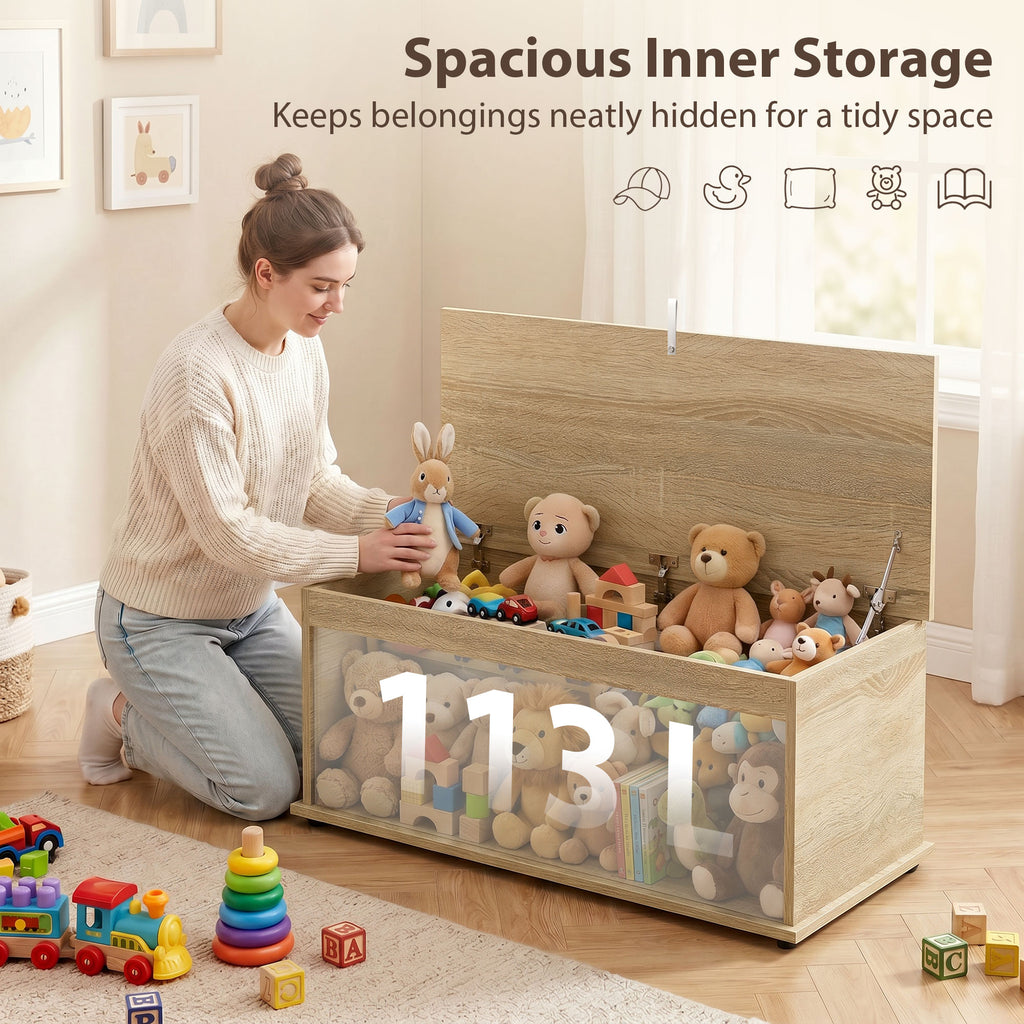 Natural Oak Storage Bench | Flip-Top Bedroom Storage Chest