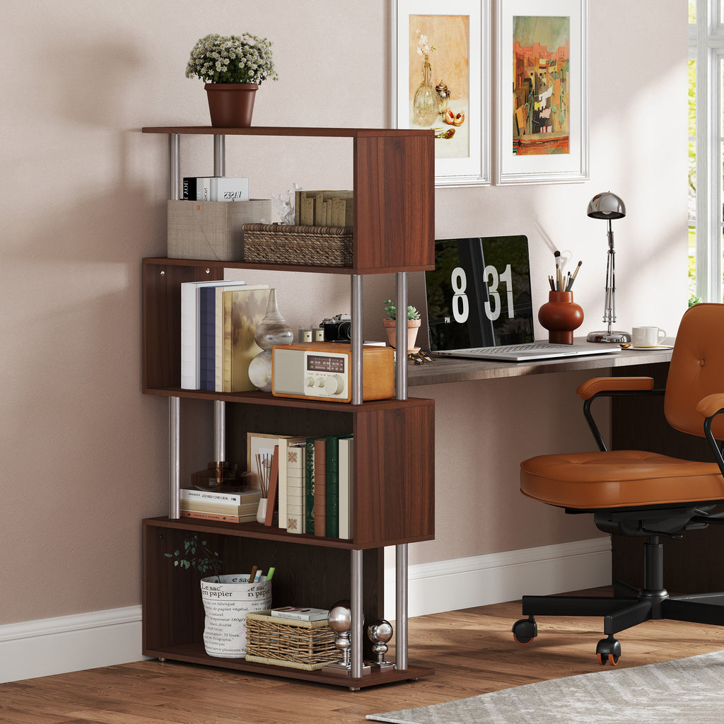 Walnut S-Shaped Wooden Bookcase - detail view 4