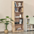 Nature Wood 5-Tier Bookcase | 69.25" Tall Adjustable Shelf Storage Unit