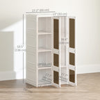 White Portable Wardrobe | 53.5" Foldable Plastic Closet with 5 Compartments and Hanging Rod