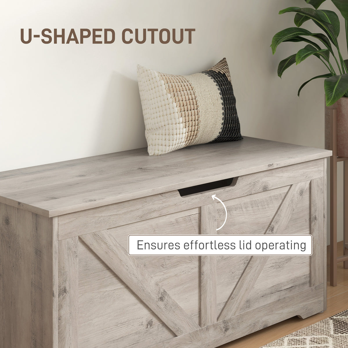 Grey Oak Barn Door Storage Bench | Entryway Storage Chest