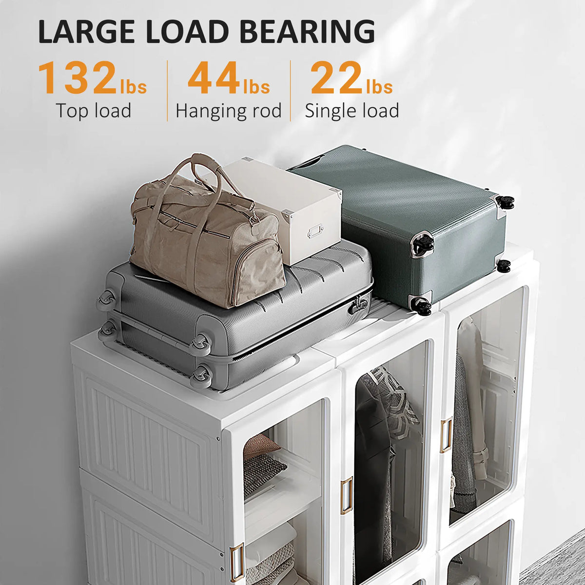 Foldable Modular Wardrobe | 9-Cube Portable Closet with Clear Doors