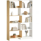 Fruitwood and White Corner Bookshelf - angle view