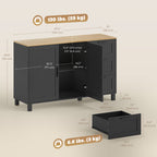 Black Modern Buffet Sideboard | 47.2" Wide Cabinet with Soft-Close Doors and 3 Drawers