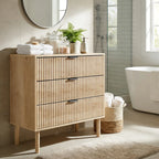 Natural Oak Chest of Drawers | Fluted 3-Drawer Dresser