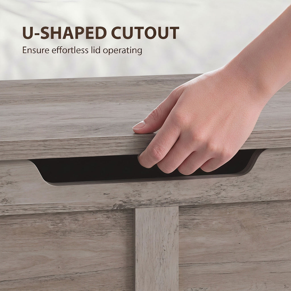 Grey Wood Grain Storage Chest - detail view