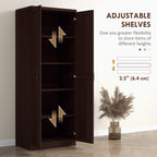 Dark Brown 5-Tier Kitchen Storage Cabinet | 63" Pantry Cabinet with Adjustable Shelves