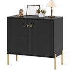 Modern Black Buffet Sideboard with Fluted Doors - angle view