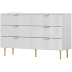 White Dresser | 6-Drawer Chest of Drawers with Gold Legs