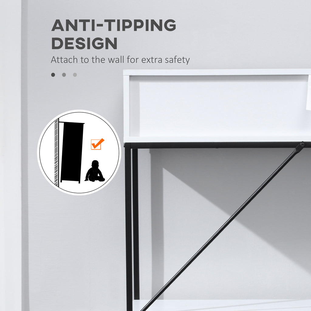 White Console Table with Drawers | 39.25" Entryway Table with Storage Shelf