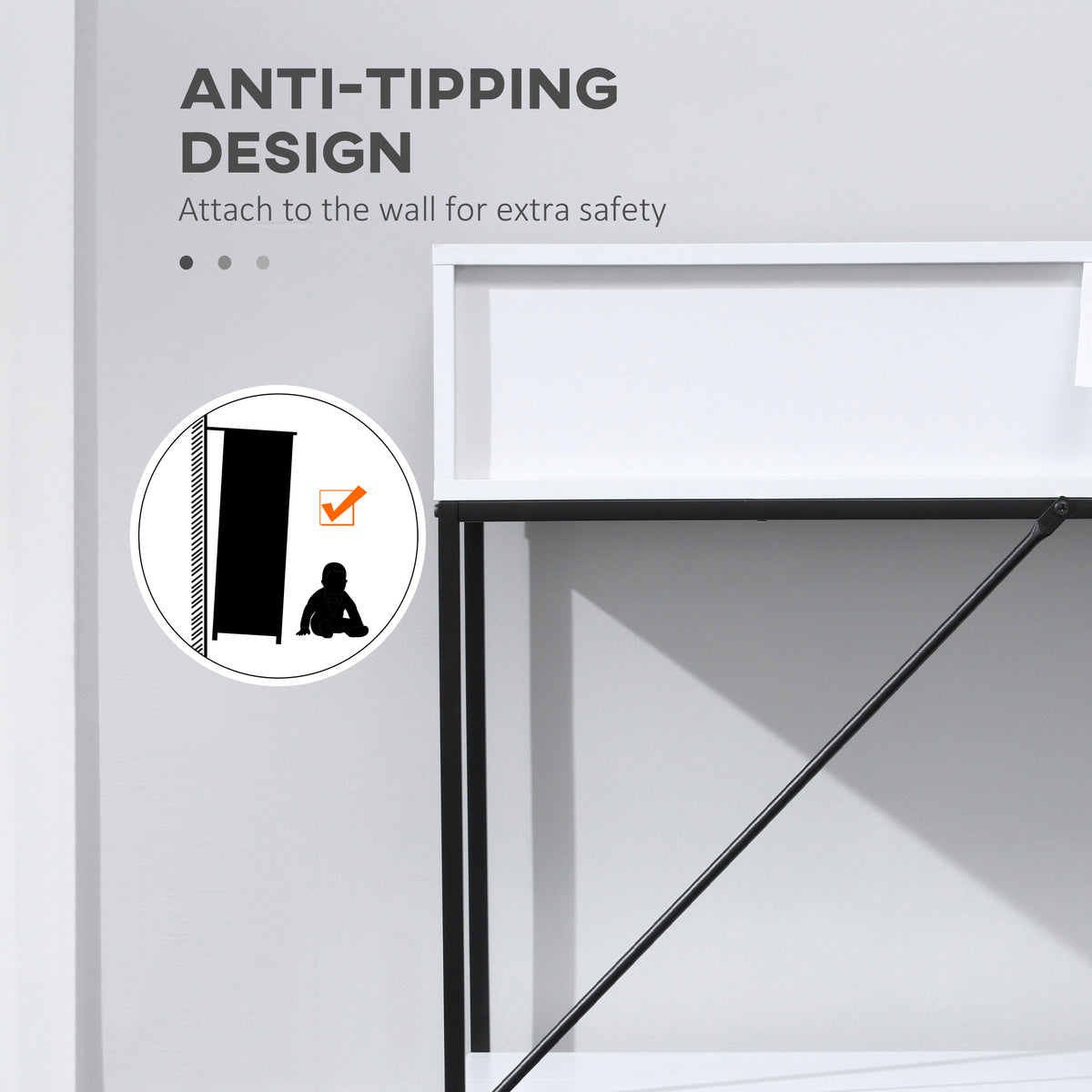 White Console Table with Drawers | 39.25" Entryway Table with Storage Shelf