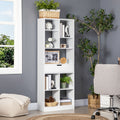White Wooden Bookshelf with Drawer | 62.2" Tall Freestanding Bookcase for Home Office