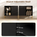Modern Black Buffet Sideboard with Fluted Doors - shelf detail