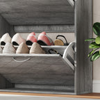 Grey Shoe Storage Cabinet | 45.5" Wide Entryway Cabinet with 4 Flip Drawers